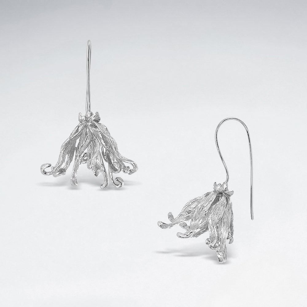 Sterling Silver Flower Hook Earrings
