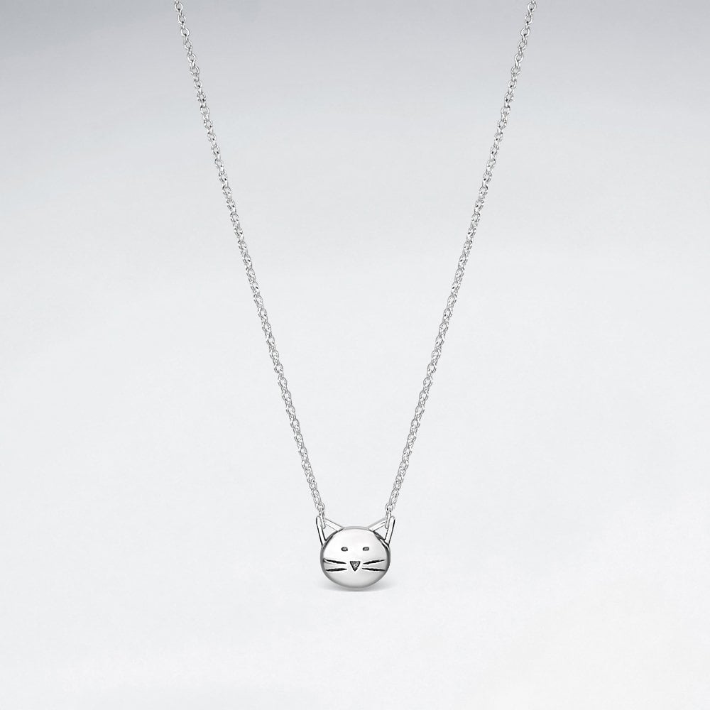 Sterling Silver Cat Face Necklace