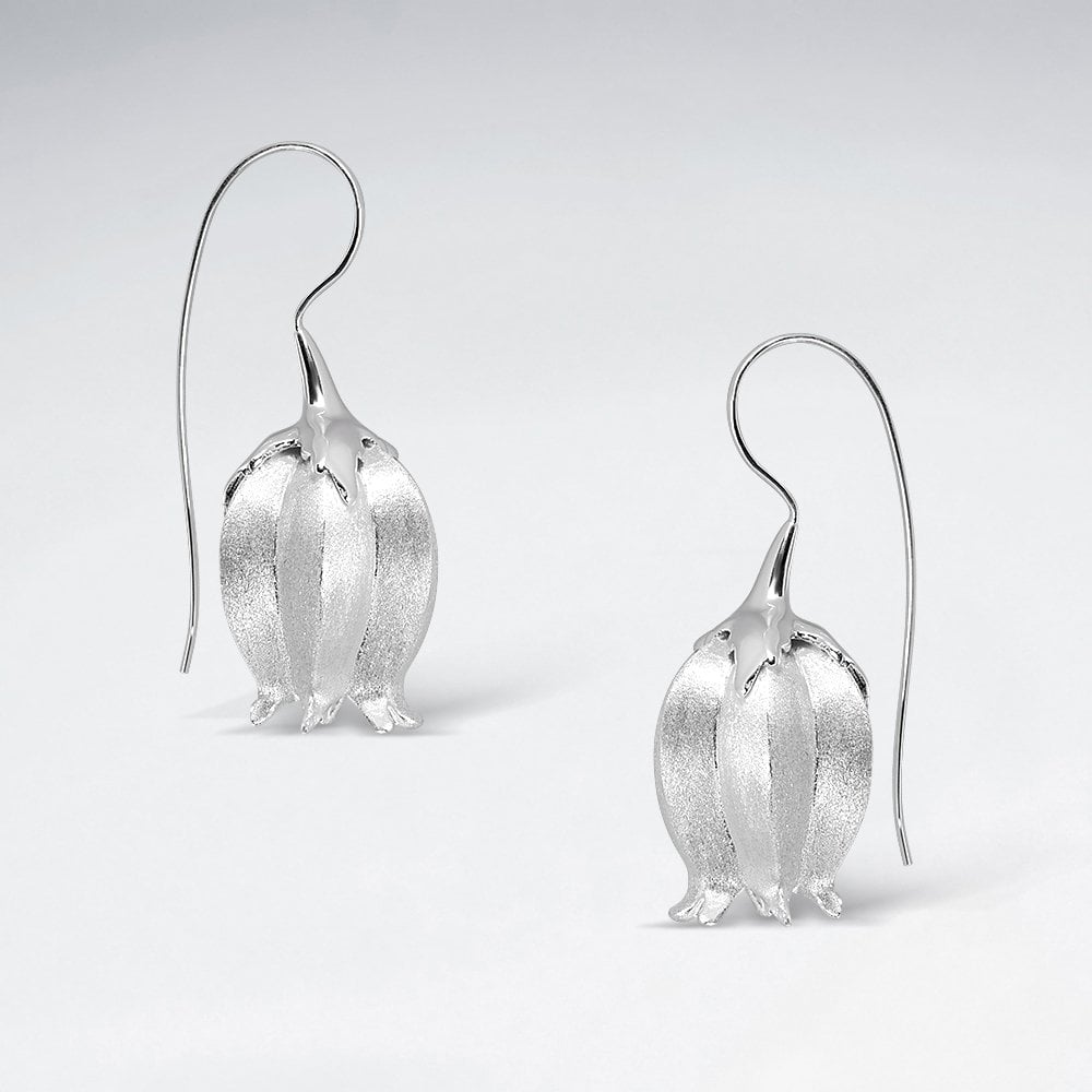 Sterling Silver Flower Hook Earrings