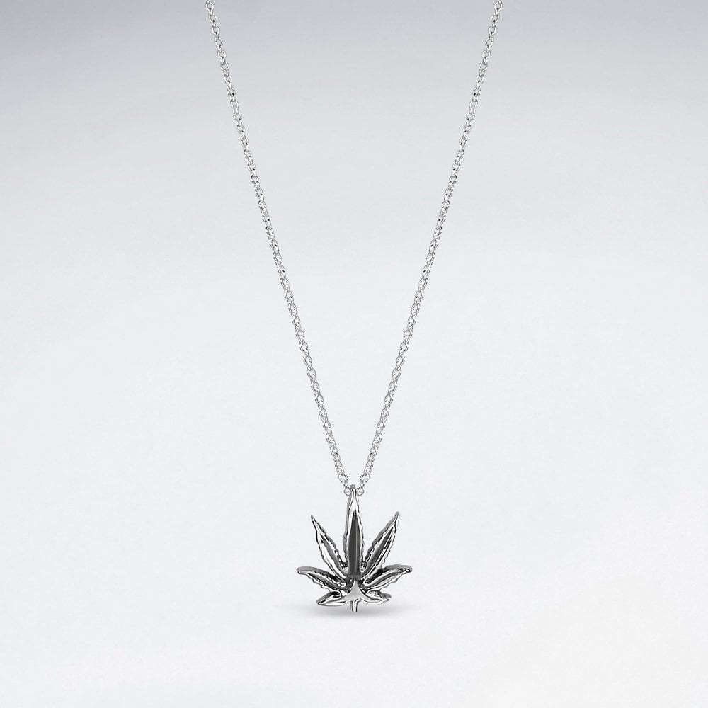 Sterling Silver Marijuana Leaf Necklace
