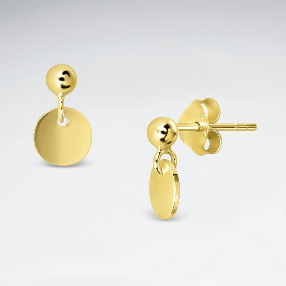 Sterling Silver Disc Drop Dangle Earrings