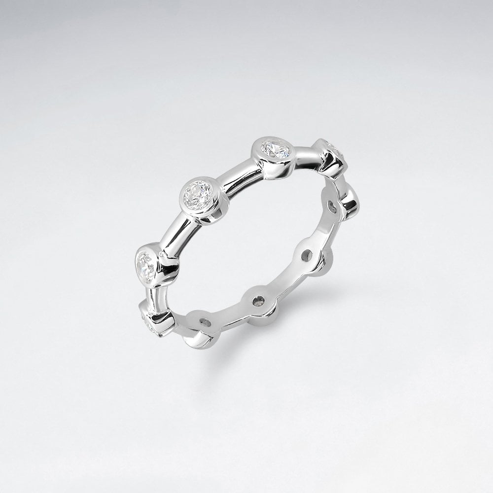 Sterling Silver and Cubic Zirconia Stud Ring
