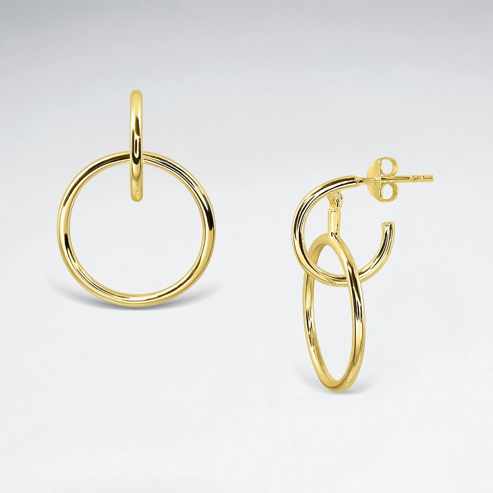 Sterling Silver Drop Hoop Dangle Earrings