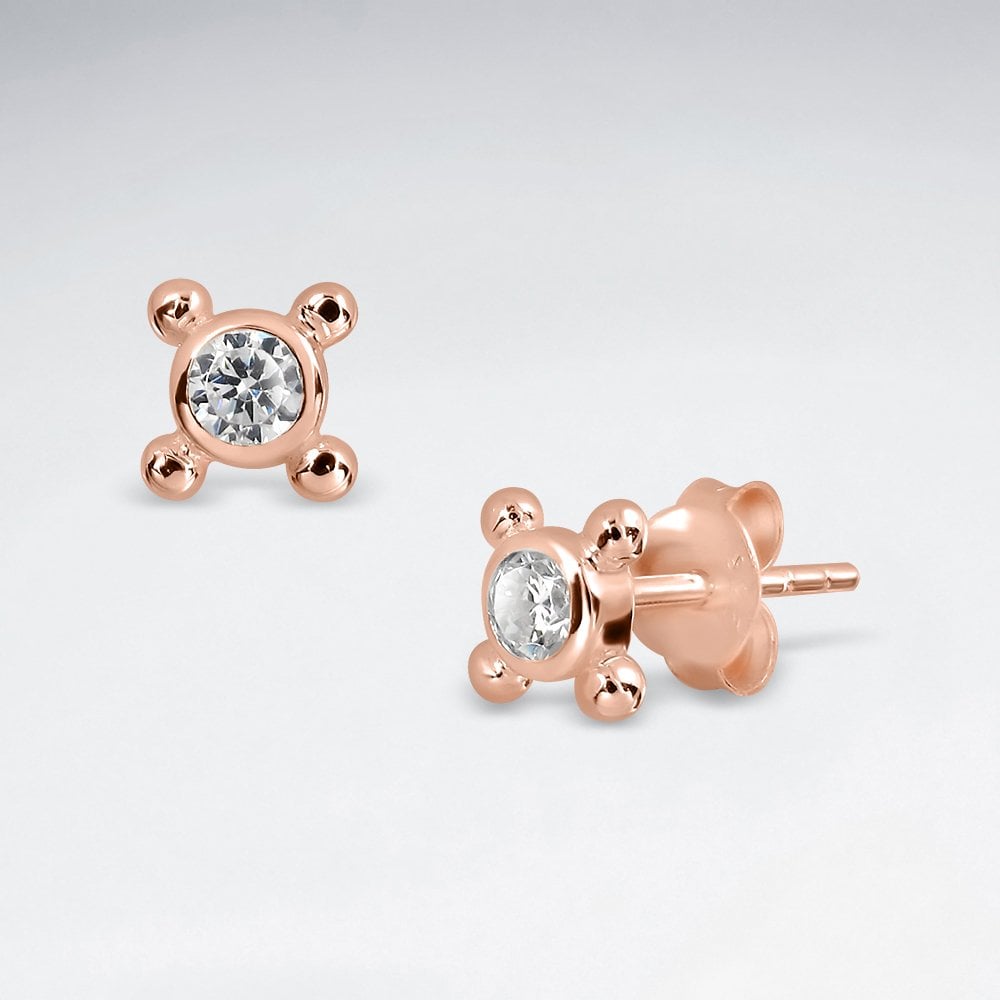 Sterling Silver and Cubic Zirconia Solitaire Earrings