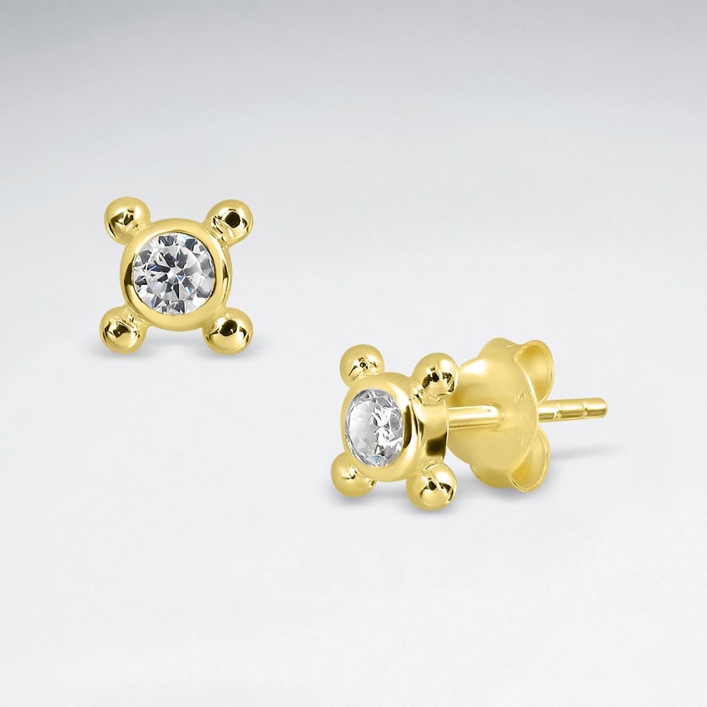 Sterling Silver and Cubic Zirconia Solitaire Earrings