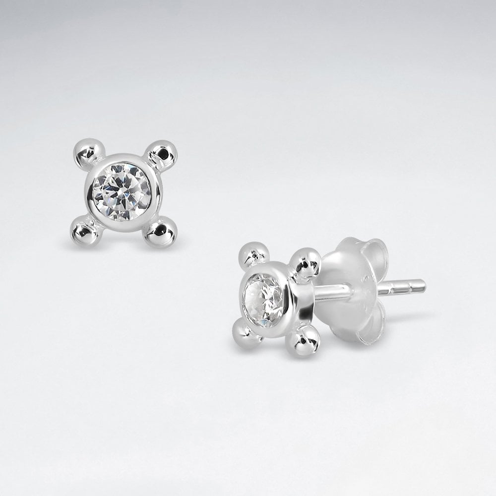 Sterling Silver and Cubic Zirconia Solitaire Earrings