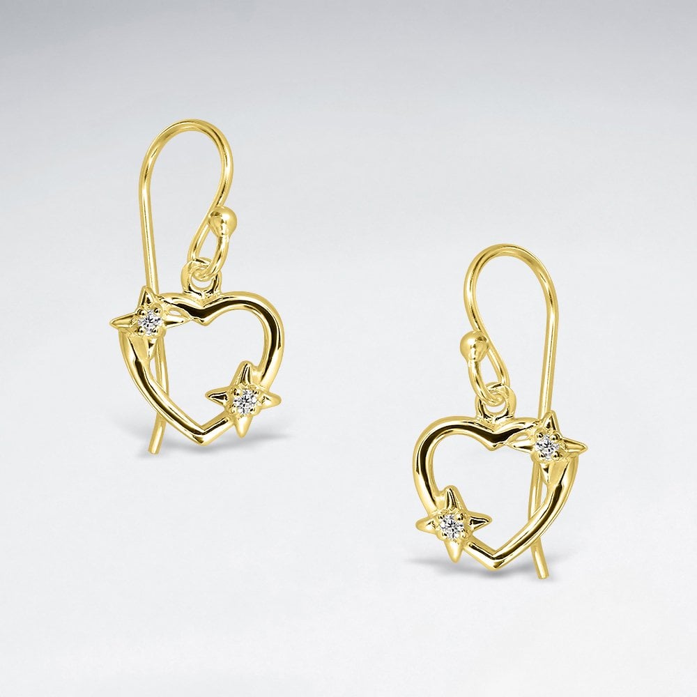 Sterling Silver & Cubic Zirconia Open Heart Earrings