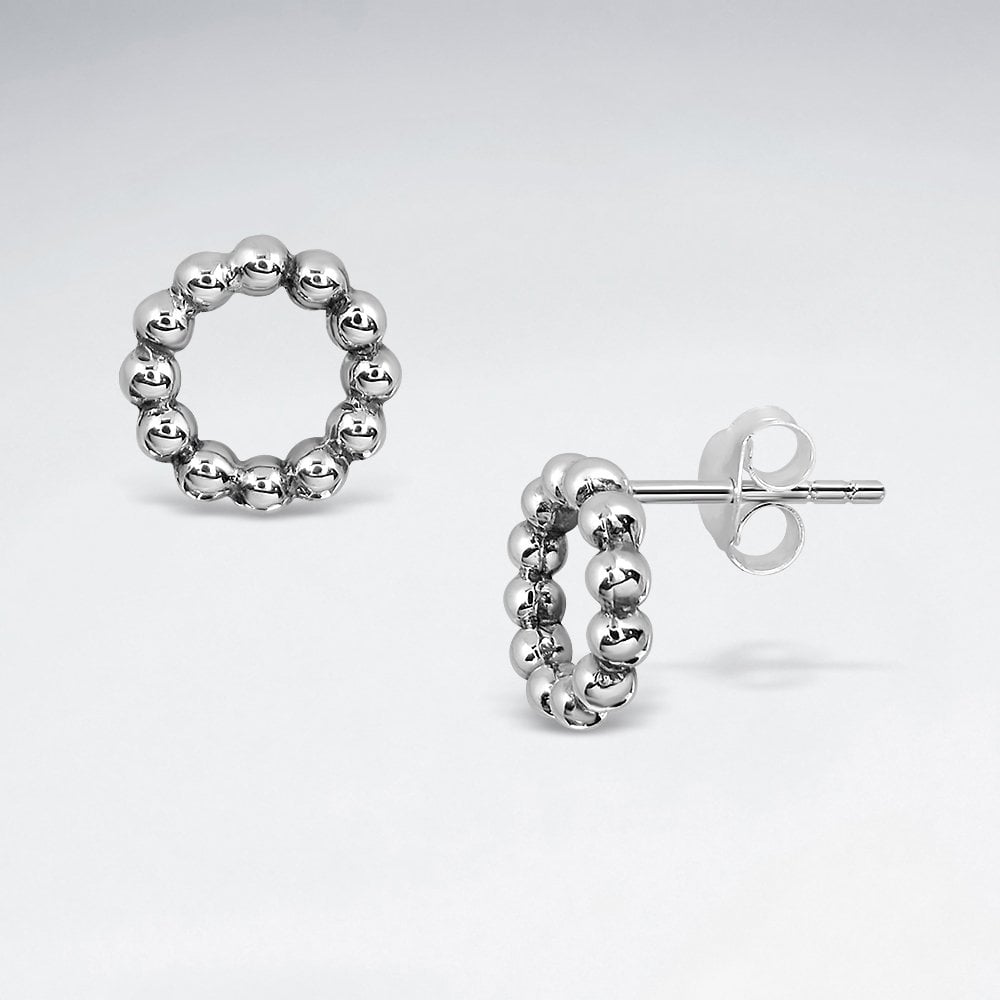 Sterling Silver Ball Hoop Wreath Stud Earrings