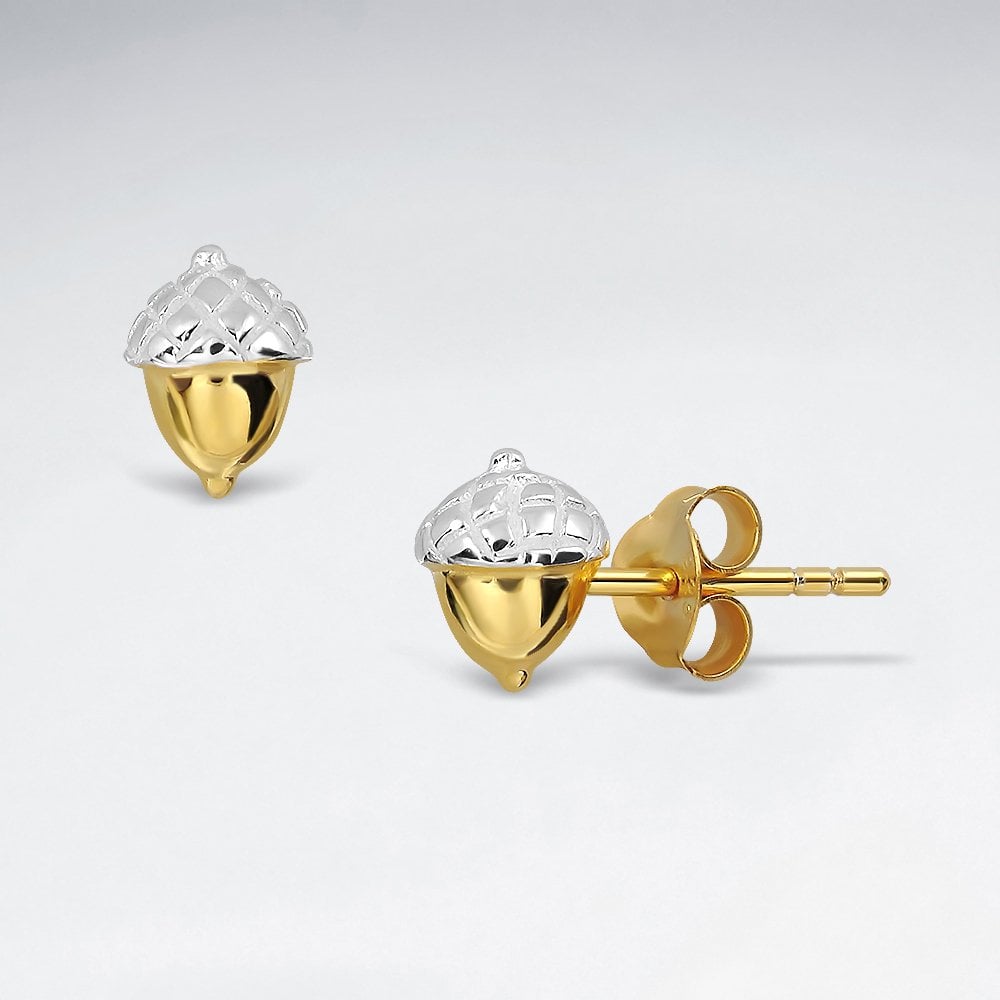 Sterling Silver Oak Tree Acorn Stud Earrings
