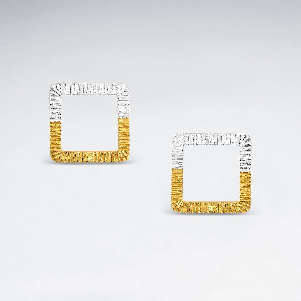 Sterling Silver Square Buckle Stud Earrings