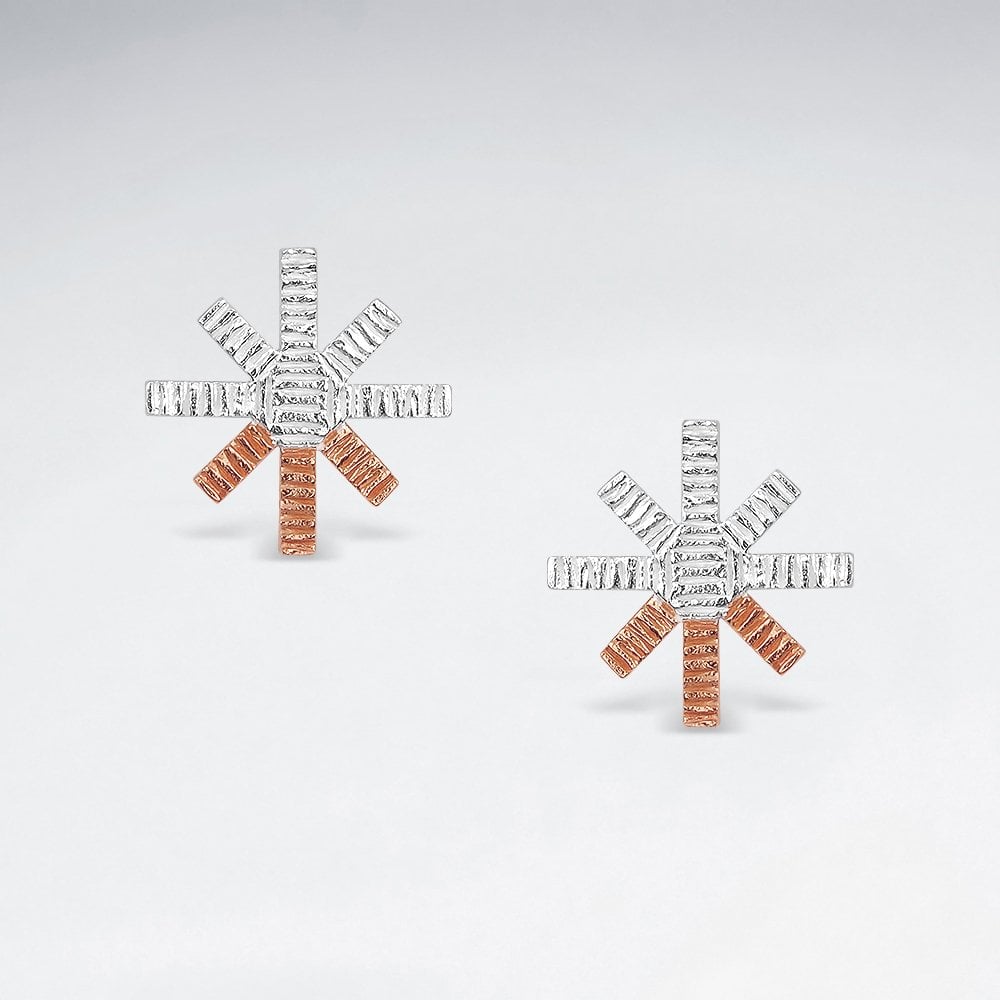 Sterling Silver Textured Asterisk Stud Earrings