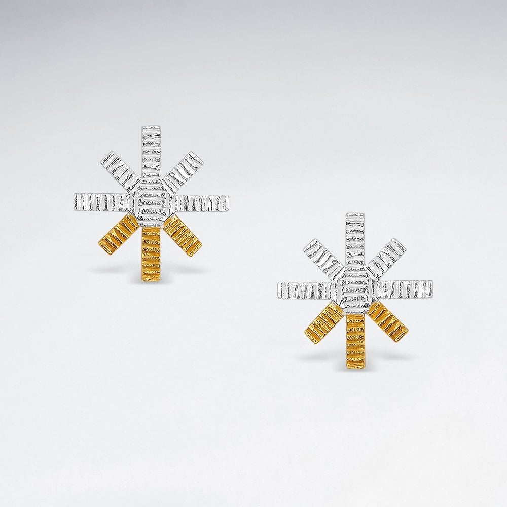 Sterling Silver Textured Asterisk Stud Earrings