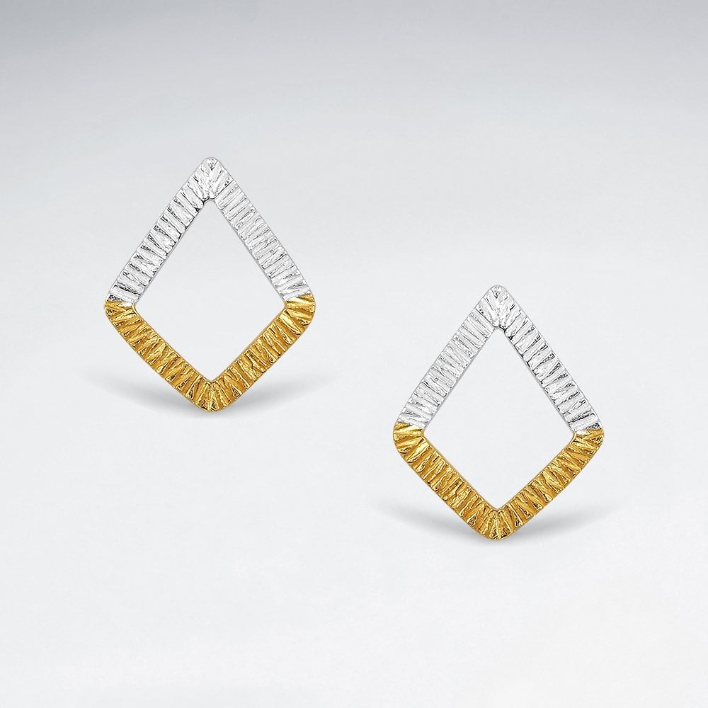 Sterling Silver Textured Marquis Stud Earrings