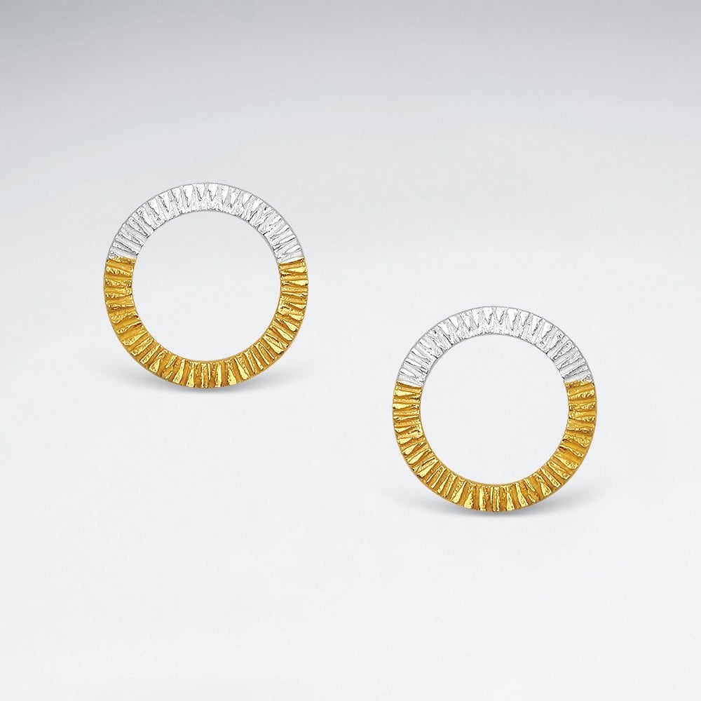 Sterling Silver Textured Circular Stud Earrings