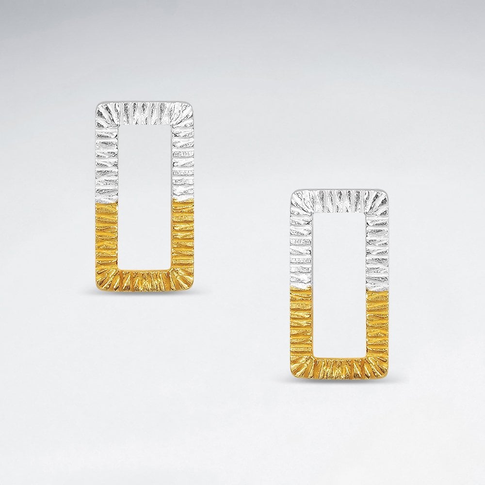 Sterling Silver Rectangular Buckle Stud Earrings
