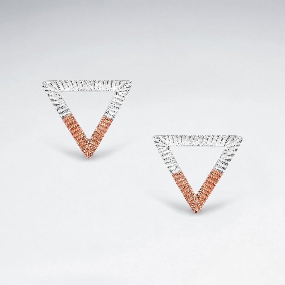 Sterling Silver Textured Triangle Stud Earrings