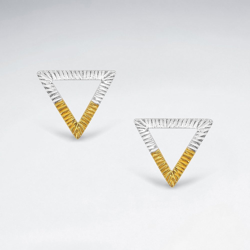 Sterling Silver Textured Triangle Stud Earrings
