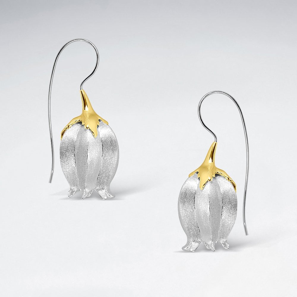Sterling Silver Flower Hook Earrings