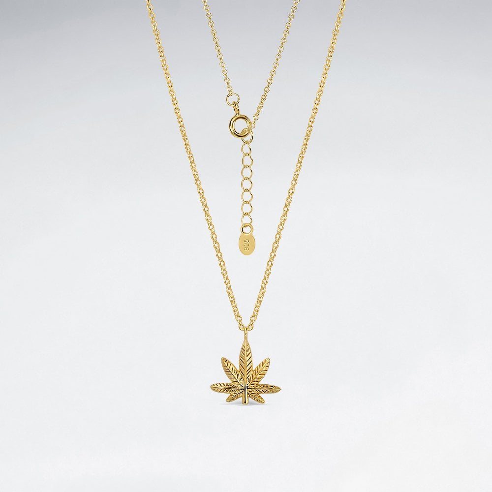 Sterling Silver Marijuana Leaf Necklace