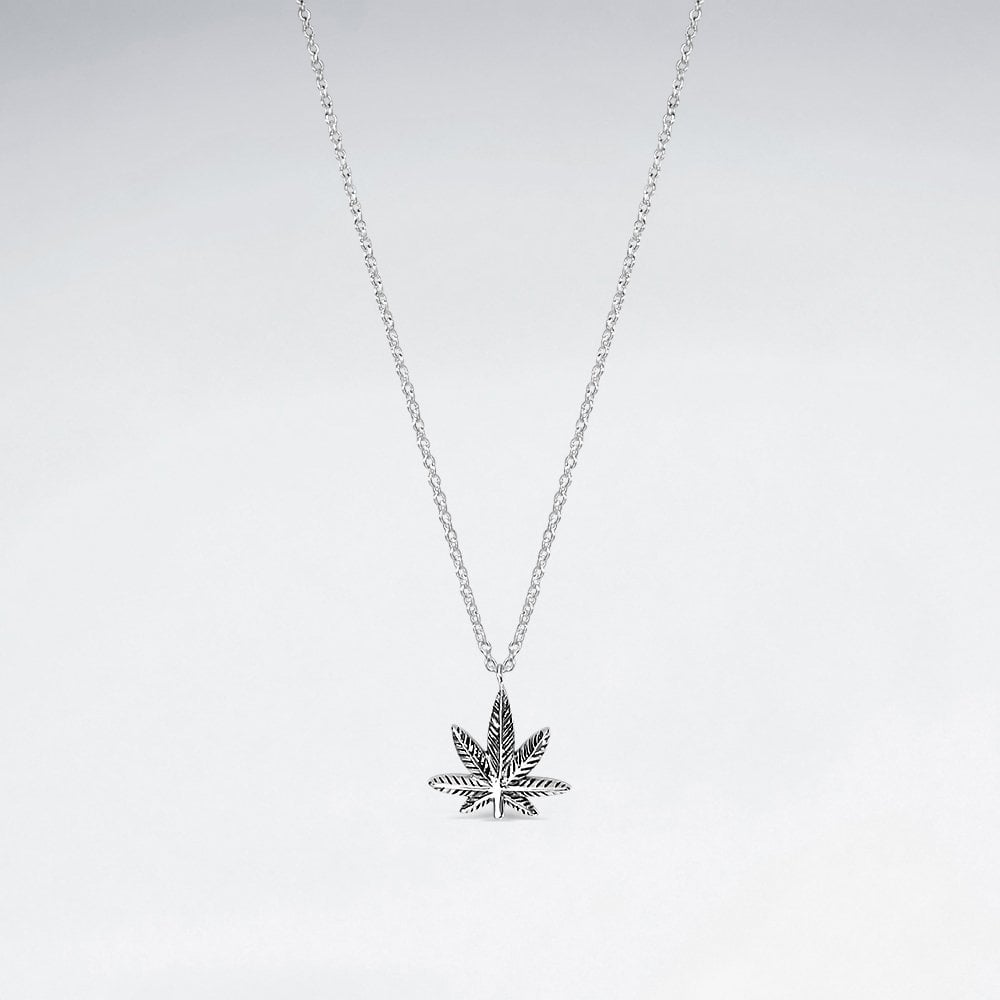 Sterling Silver Marijuana Leaf Necklace
