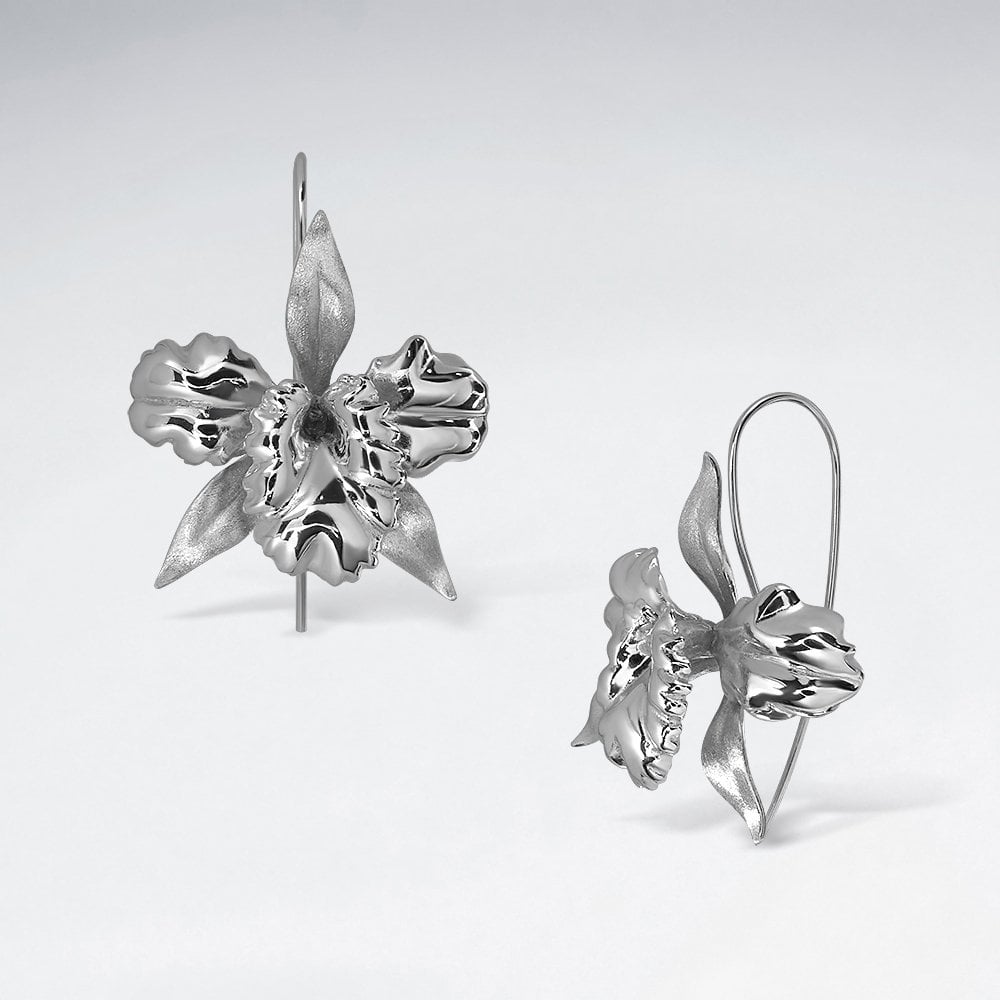 Sterling Silver Garden Flower Hook Earrings
