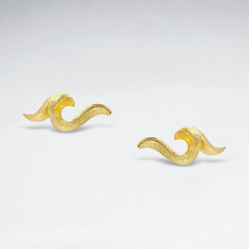 Sterling Silver Sea Wave Stud Earrings