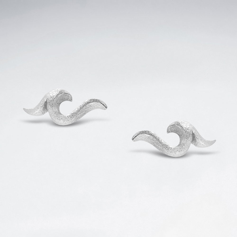 Sterling Silver Sea Wave Stud Earrings