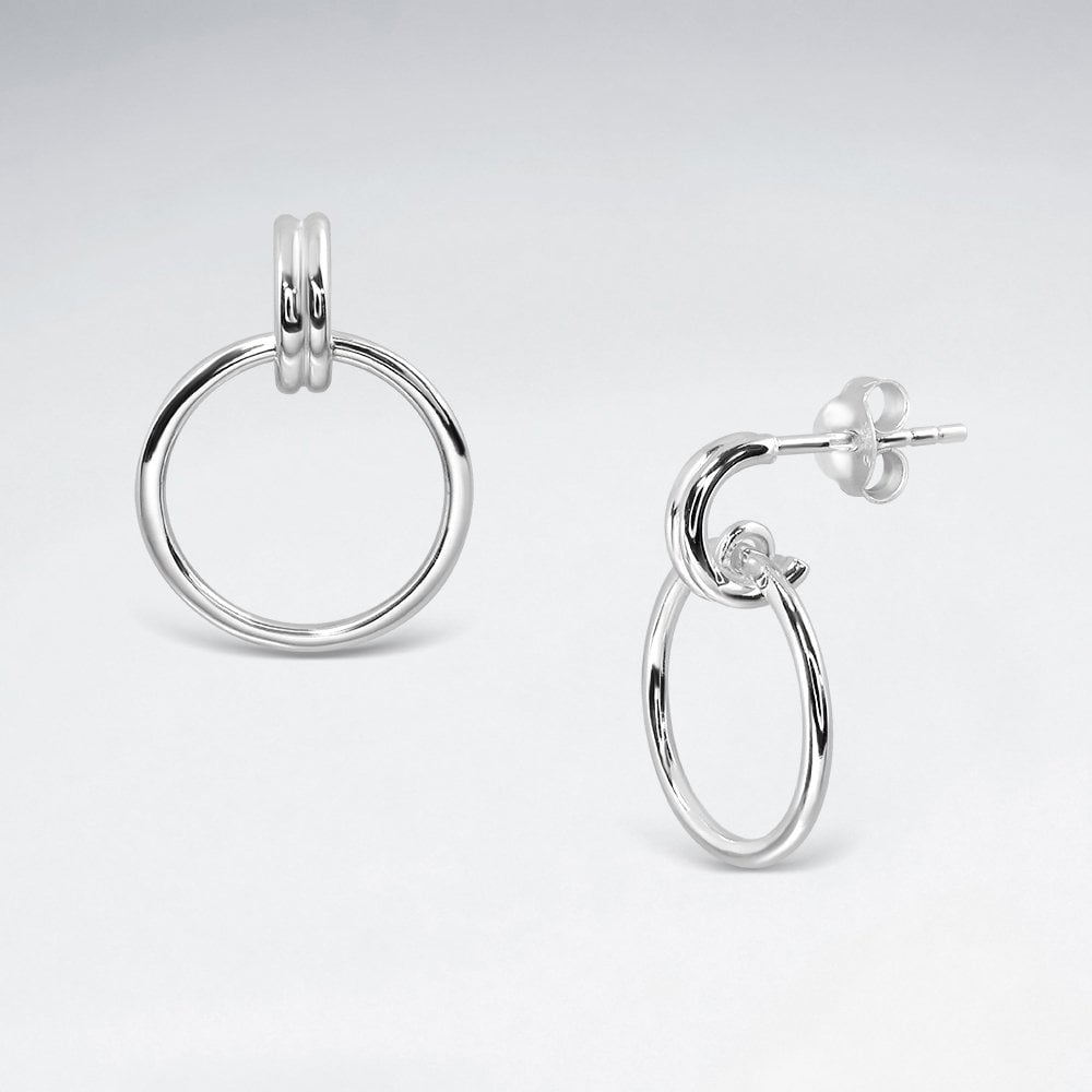 Sterling Silver Stud Hoop Dangle Earrings