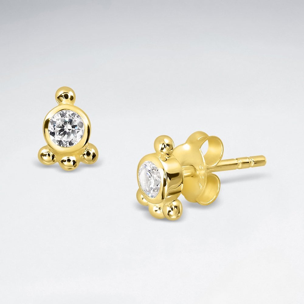 Sterling Silver Solitaire Cubic Zirconia Stud Earrings