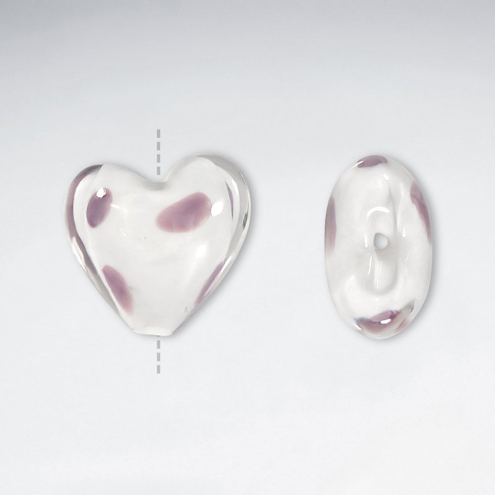 Pack of 10 Spot and Speckle Heart Shaped Glass Beads