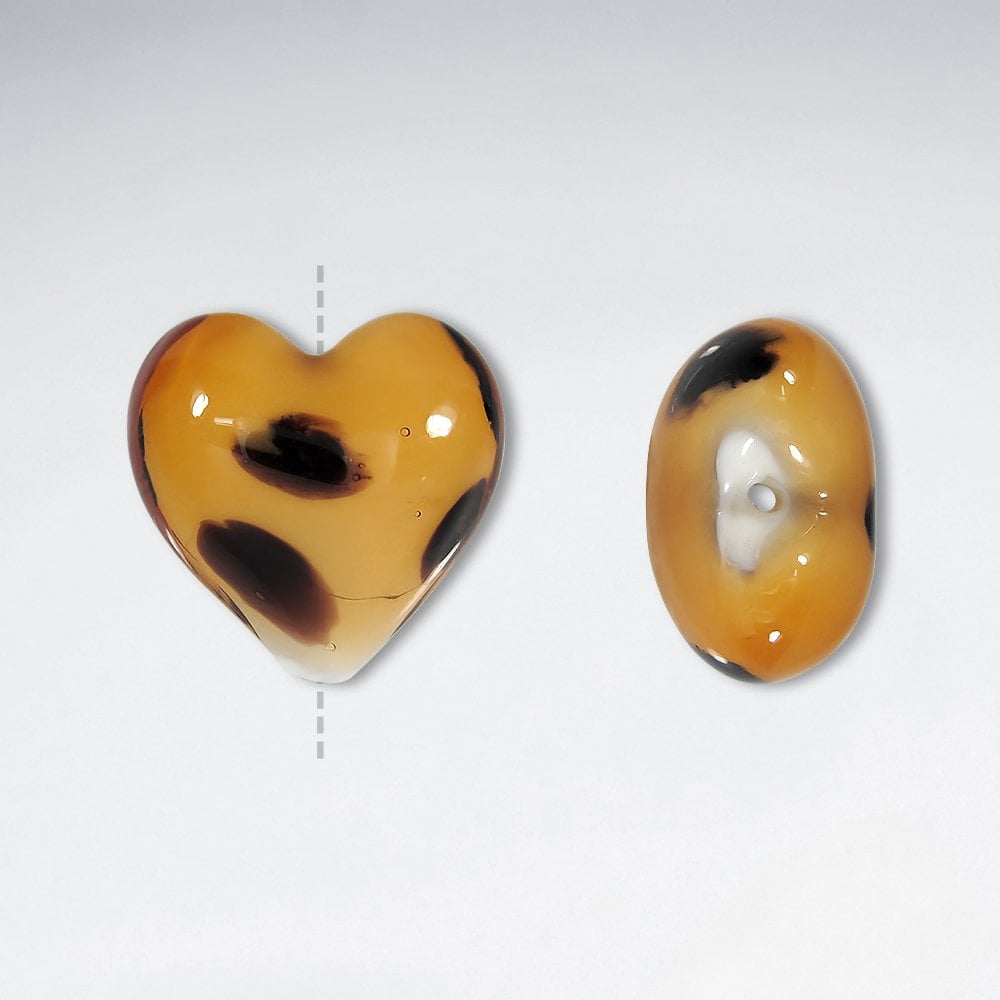 Pack of 10 Spot and Speckle Heart Shaped Glass Beads