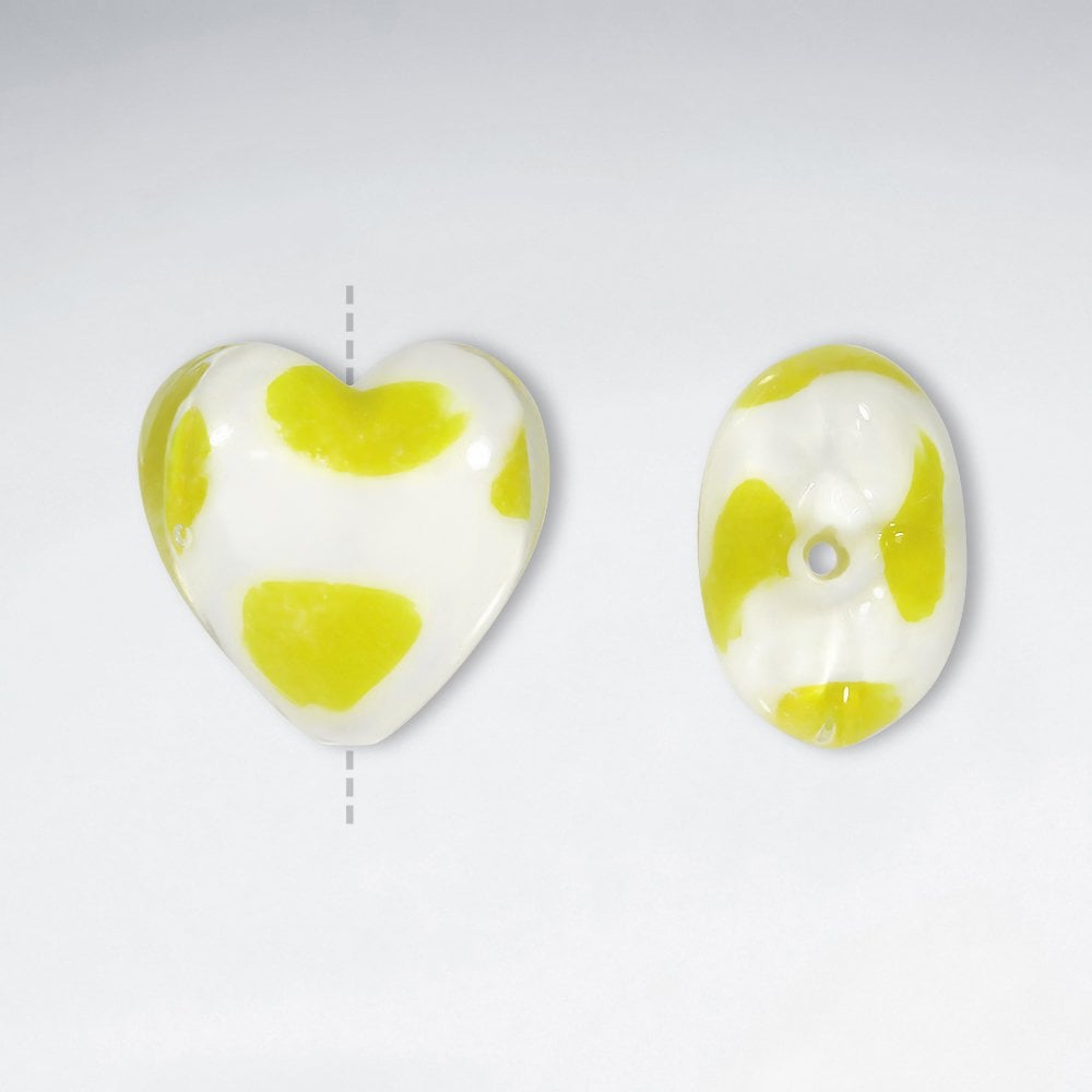 Pack of 10 Spot and Speckle Heart Shaped Glass Beads