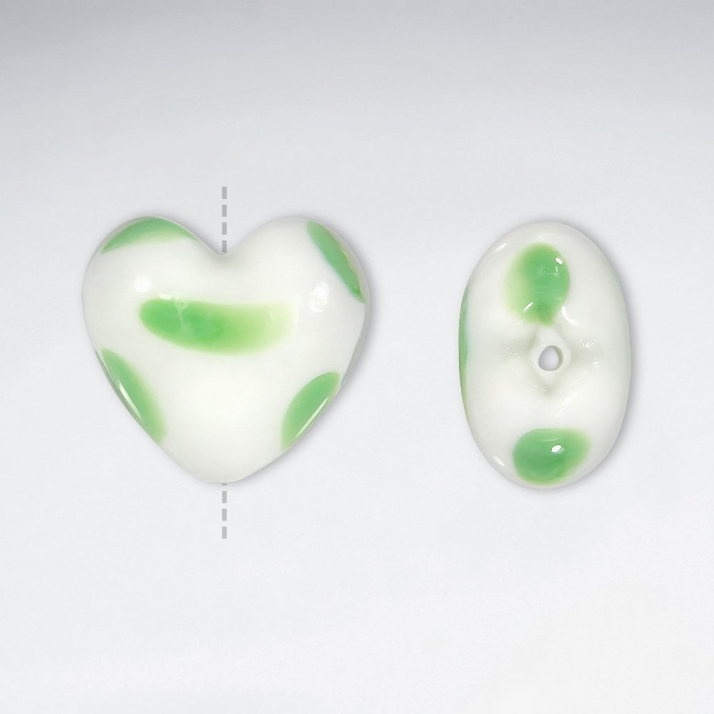Pack of 10 Spot and Speckle Heart Shaped Glass Beads