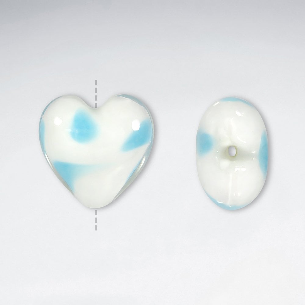 Pack of 10 Spot and Speckle Heart Shaped Glass Beads