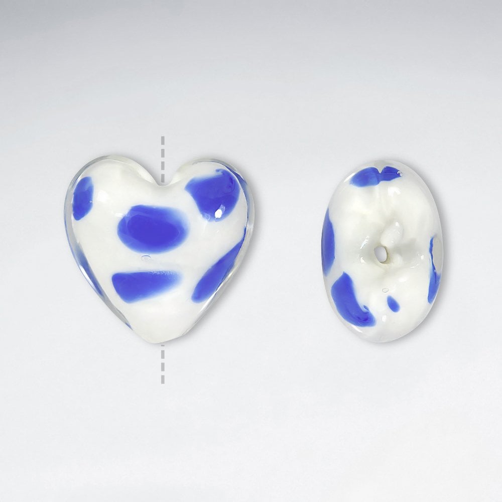 Pack of 10 Spot and Speckle Heart Shaped Glass Beads