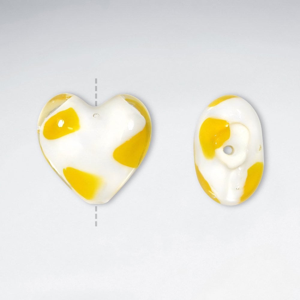 Pack of 10 Spot and Speckle Heart Shaped Glass Beads