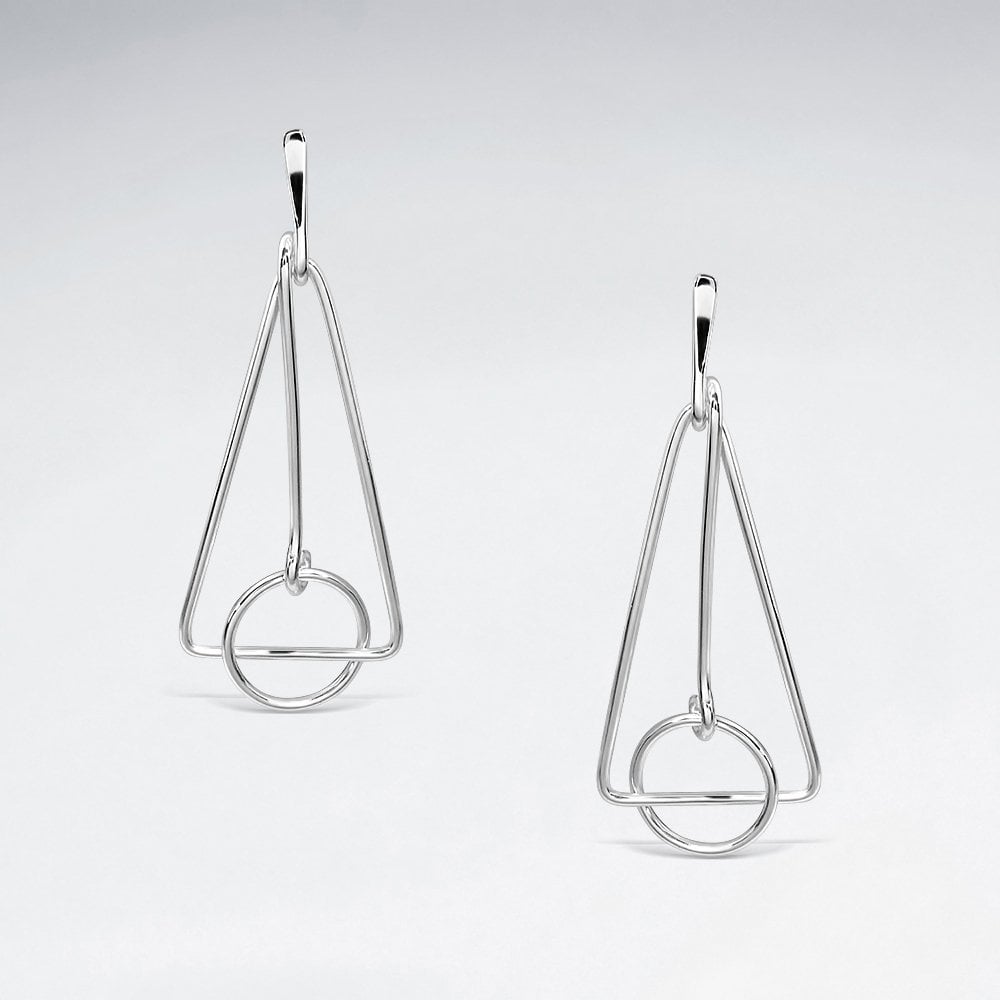 Sterling Silver Openwork Geometric Dangle Earrings