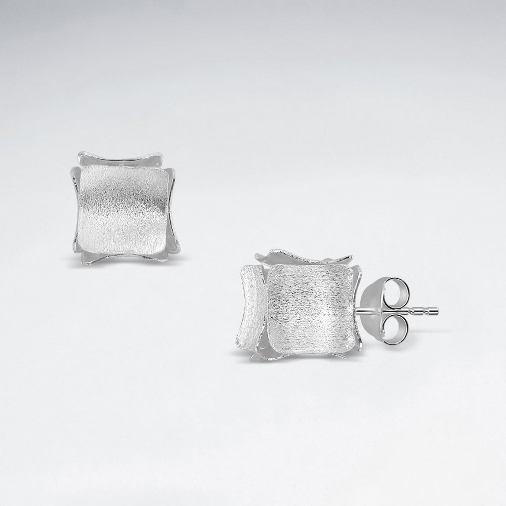 Sterling Silver Dimensional Cube Stud Earrings