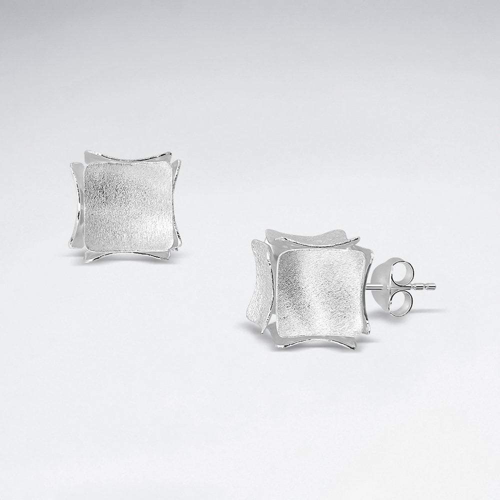 Sterling Silver Ice Cube Stud Earrings