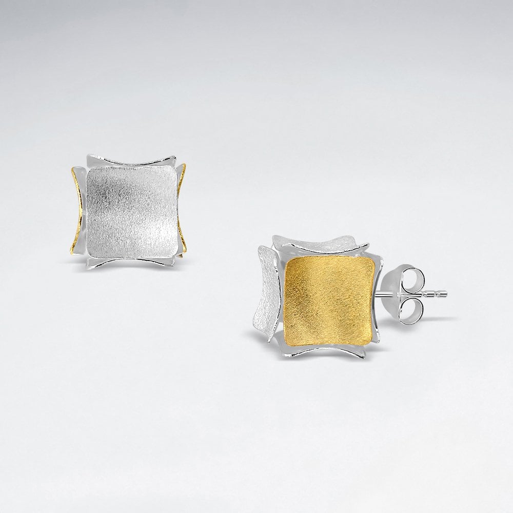 Sterling Silver Ice Cube Stud Earrings