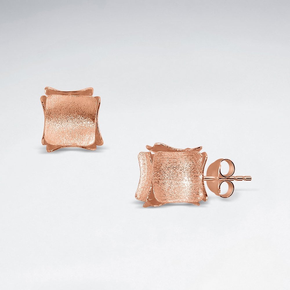 Sterling Silver Dimensional Cube Stud Earrings