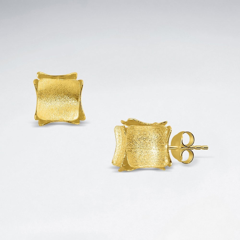 Sterling Silver Dimensional Cube Stud Earrings