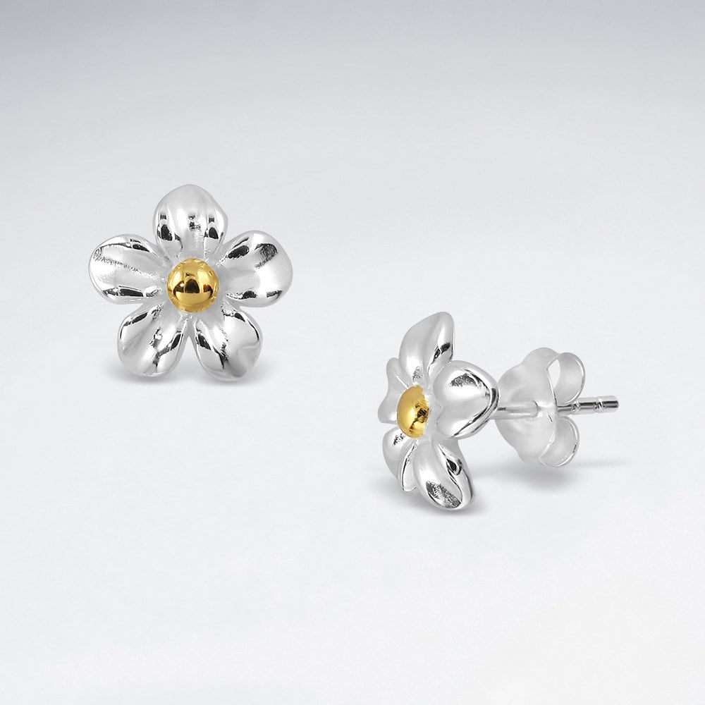 Sterling Silver Dainty Flower Stud Earrings