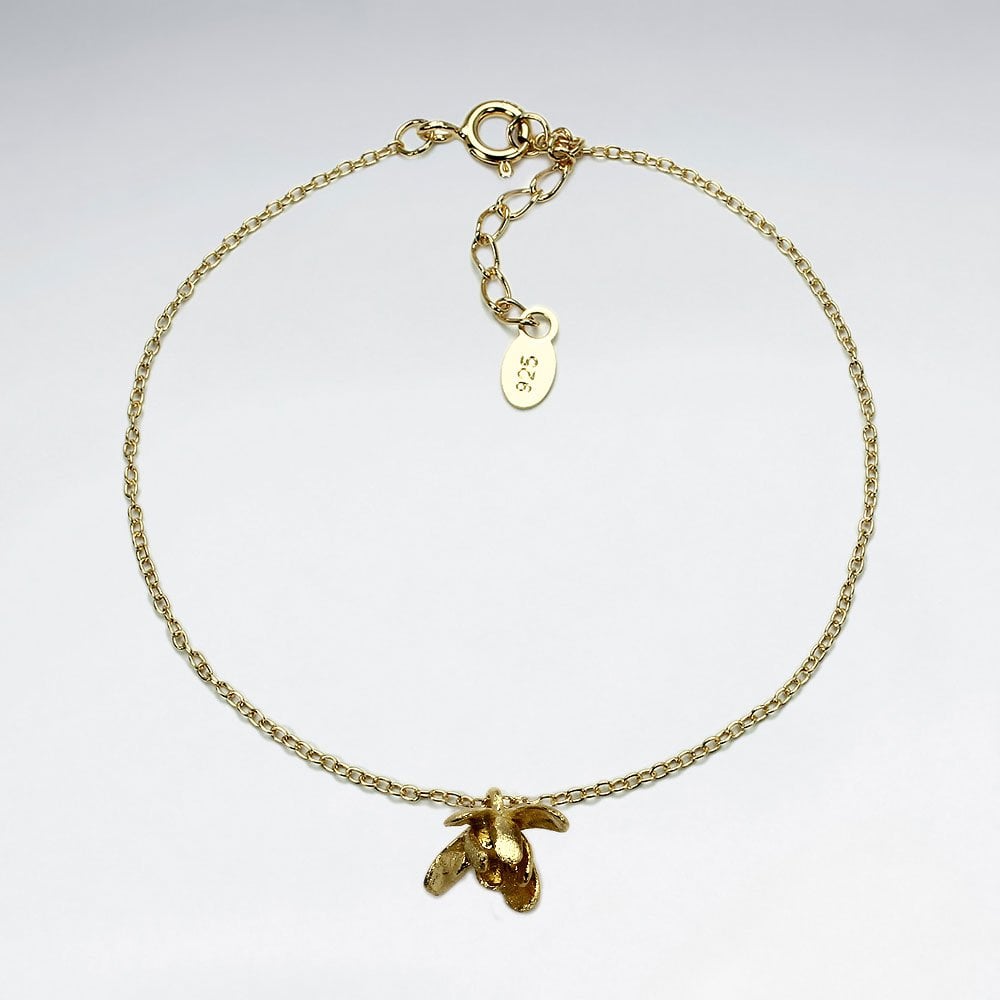 Sterling Silver Floral Inspired Dainty Chain Bracelet