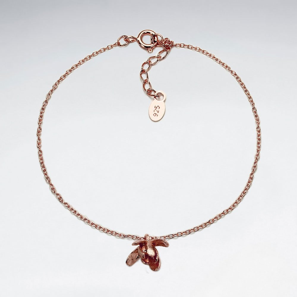 Sterling Silver Floral Inspired Dainty Chain Bracelet