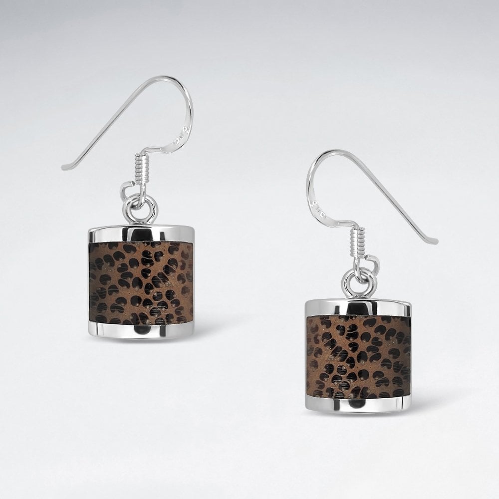 Square Dangling Blue Turquoise Silver Earring