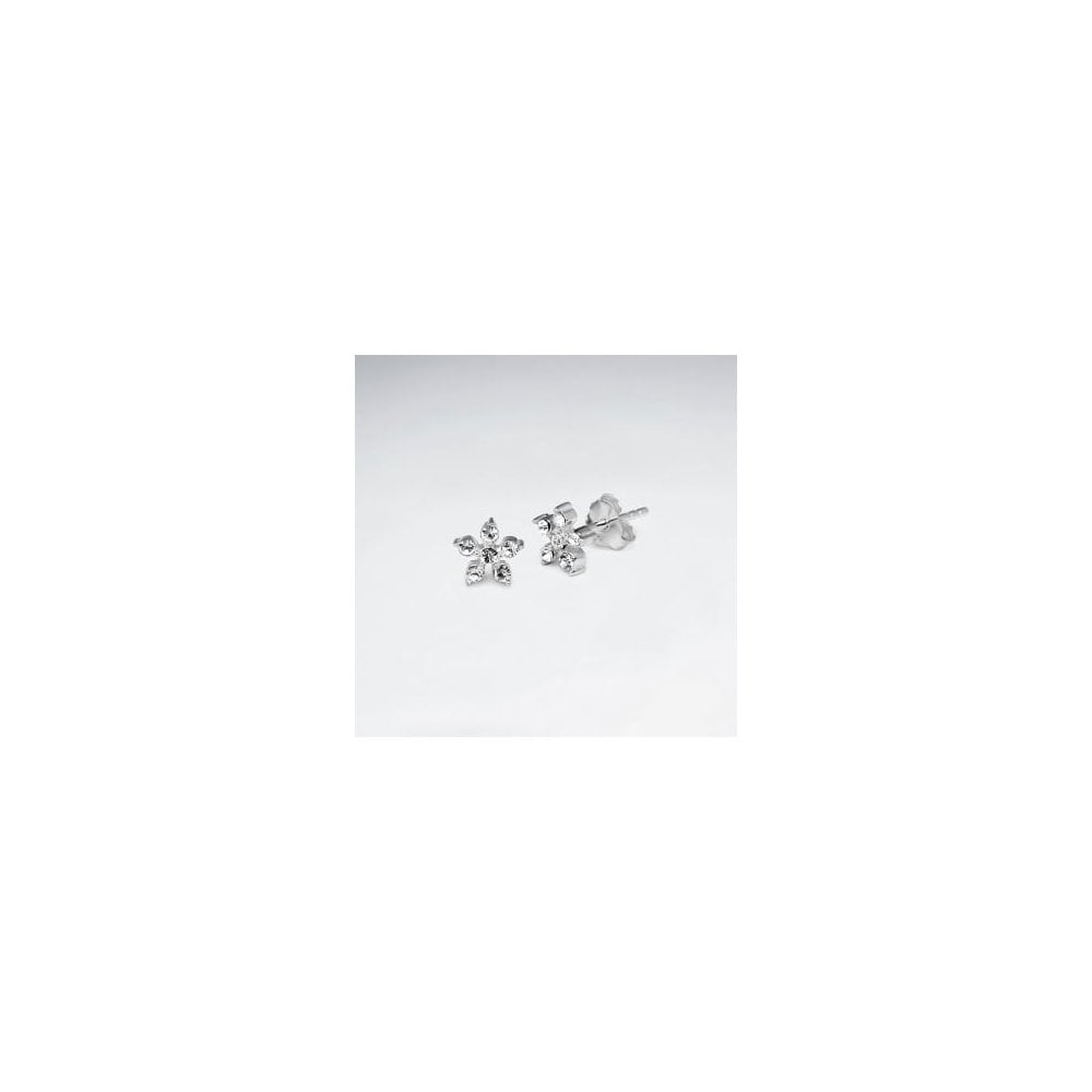 Elegant Sterling-Silver Five-Pointed Star Crystal Design Earrings