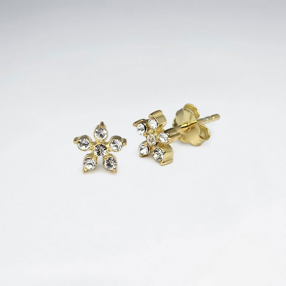 Elegant Sterling-Silver Five-Pointed Star Crystal Design Earrings