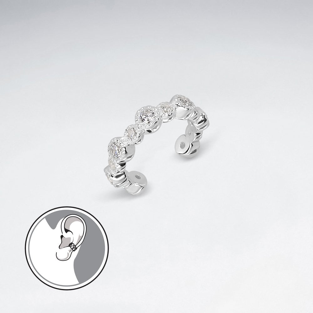 Sterling Silver Ear Cuffs with Cubic Zirconia