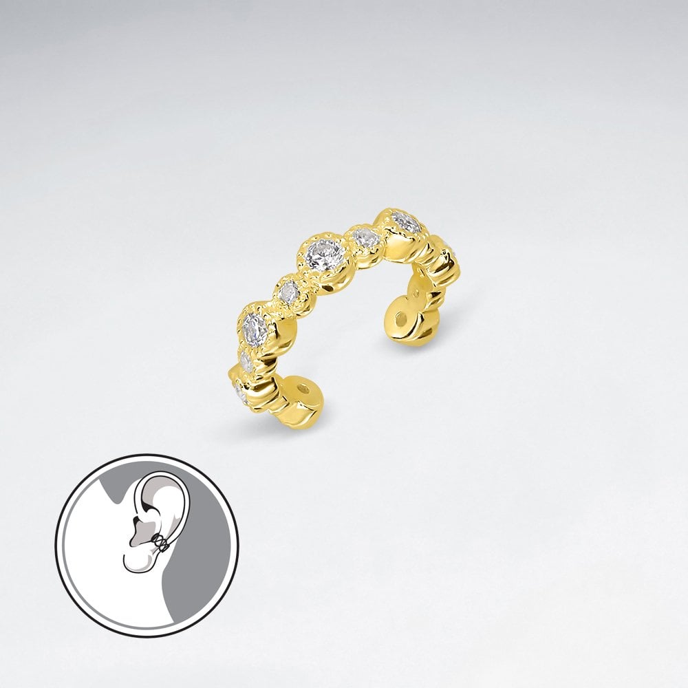Sterling Silver Ear Cuffs with Cubic Zirconia
